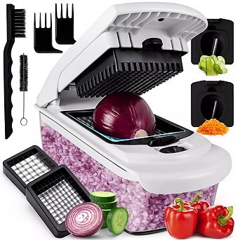 Multipurpose Vegetable Chopper & Spiralizer, 4‑in‑1 Manual Food Slicer, Dicer & Prep Container