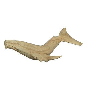 8" Hand Carved Humpback Whale Wooden Sculpture Nautical Ocean Decor Figurine
