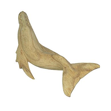 8" Hand Carved Humpback Whale Wooden Sculpture Nautical Ocean Decor Figurine