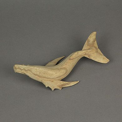 8" Hand Carved Humpback Whale Wooden Sculpture Nautical Ocean Decor Figurine