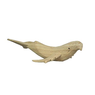 8" Hand Carved Humpback Whale Wooden Sculpture Nautical Ocean Decor Figurine