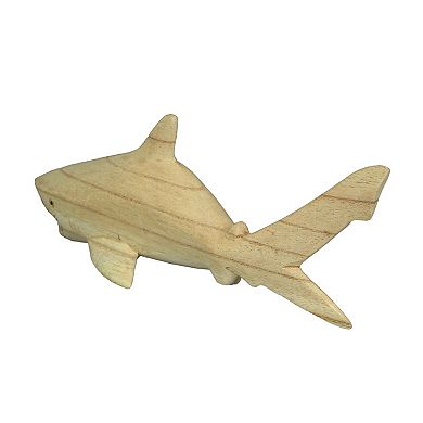 8" Hand Carved Great White Shark Wooden Sculpture Nautical Ocean Decor