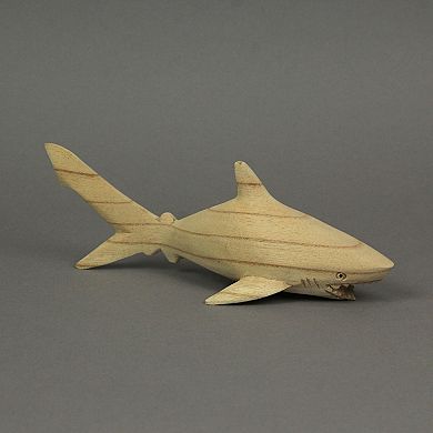 8" Hand Carved Great White Shark Wooden Sculpture Nautical Ocean Decor