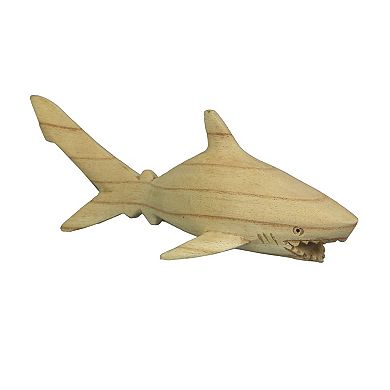 8" Hand Carved Great White Shark Wooden Sculpture Nautical Ocean Decor