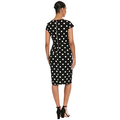 Women's London Times Cap Sleeve Peplum Polka-Dot Sheath Dress