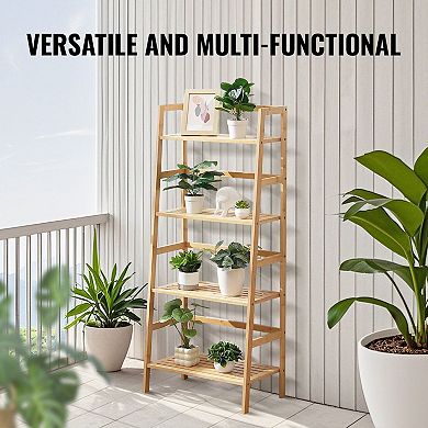 Four-Shelf Wicker Storage Ladder for Living Room Bedroom or Bathroom