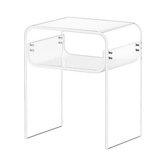 Acrylic End Table, Side Table with Storage for Living Room or Bedroom - Transparent