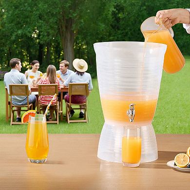 Party Beverage Dispenser with Ice Chamber, Wide Opening, and No-Drip Spigot