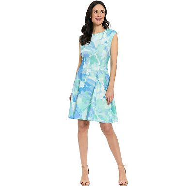 Women's London Times Cap Sleeve Fit & Flare Dress