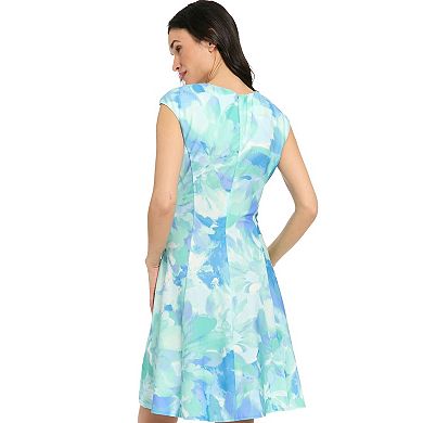 Women's London Times Cap Sleeve Fit & Flare Dress