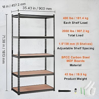 Garage Basement Shelving Unit Adjustable Metal with Rubber Foot Pads