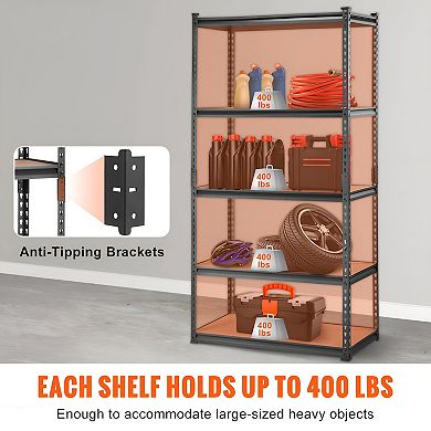 Garage Basement Shelving Unit Adjustable Metal with Rubber Foot Pads