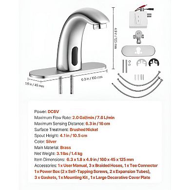 Touchless Bathroom Faucet with Infrared Sensor and Adjustable Water Temperature