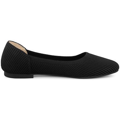 Women's Square Toe Slip on Knit Ballet Flats