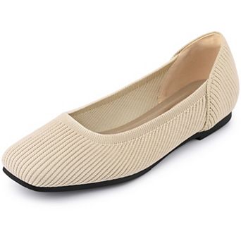 Women's Square Toe Slip on Knit Ballet Flats
