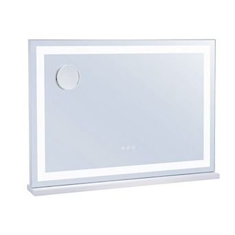 3-Color LED Vanity Mirror with Touch Control and USB Port for Bathroom or Vanity - White