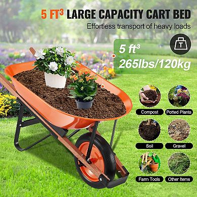 Garden Wheelbarrow Cart with Solid Foam Wheel and Padded Handle