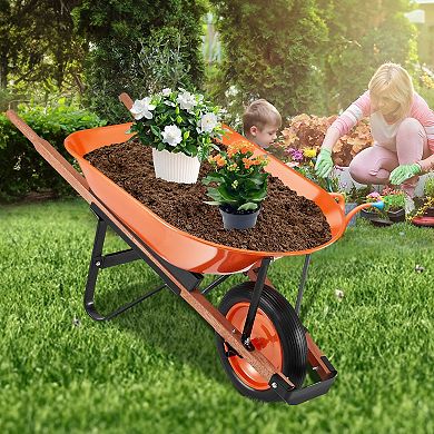 Garden Wheelbarrow Cart with Solid Foam Wheel and Padded Handle
