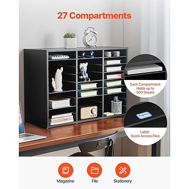 27-Compartment Desktop File Organizer for Classroom or Home Office Paper Storage