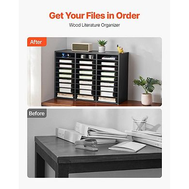 27-Compartment Desktop File Organizer for Classroom or Home Office Paper Storage