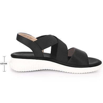 Women's Open Toe Elastic Ankle Strap Flat Sandals
