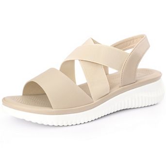 Women's Open Toe Elastic Ankle Strap Flat Sandals