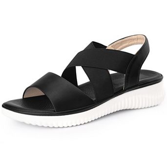 Women's Open Toe Elastic Ankle Strap Flat Sandals
