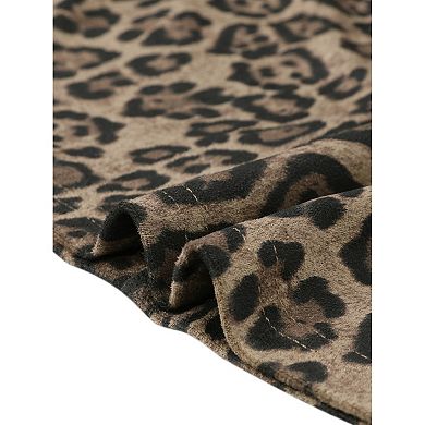 Leopard Skirt for Women's Elastic High Waist A-Line Maxi Long Skirts