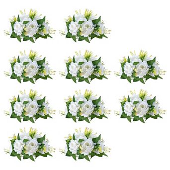 Artificial White Flower Balls Set of 10 for Table Centerpieces and Home Decor