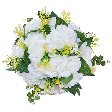 Artificial White Flower Balls Set of 10 for Table Centerpieces and Home Decor