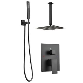 Dual-Function Shower Set with Handheld and Rain Head - Matte Black