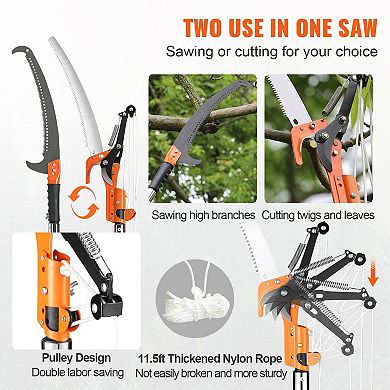 Adjustable Pole Saw Tree Trimmer for Yard Cleanup and Storm Debris - Orange