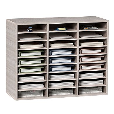 27-Compartment Wood Desktop File Organizer for Office, Classroom, or Home