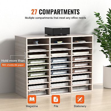 27-Compartment Wood Desktop File Organizer for Office, Classroom, or Home