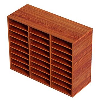 27-Compartment Wood Desktop File Organizer for Office, Classroom, or Home
