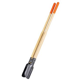 Manual Post Hole Digger with Wood Handle, 4.33 in Hole Diameter for Fencing and Planting - Natural