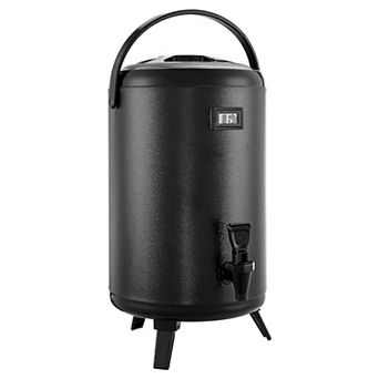 Insulated Beverage Dispenser with Temperature Display and Drip-Free Spigot - Black