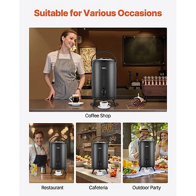 Insulated Beverage Dispenser with Temperature Display and Drip-Free Spigot - Black