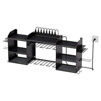 3 tier Wall Mounted Tool Rack with 8 Drill Slots and 8-Outlet Power Board