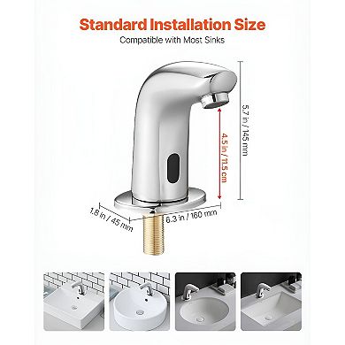 Touchless Bathroom Faucet with Infrared Sensor and 6.3-Inch Sensing Range