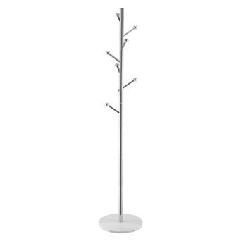 Entryway Coat Tree with Hooks for Coats, Hats, and Bags White