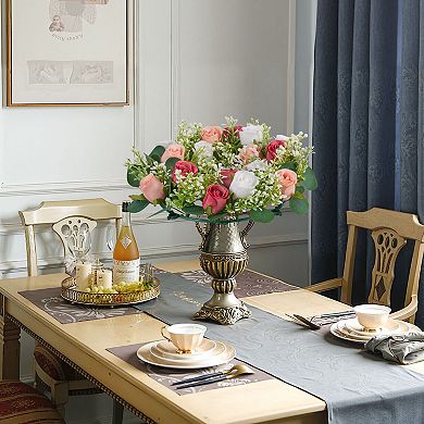 10-Pieces Pink Rose Wreaths Artificial Flowers for DIY Centerpieces and Table Decor