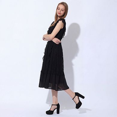 Women's Platform Round Toe Heels T-Strap Chunky High Heel Pumps