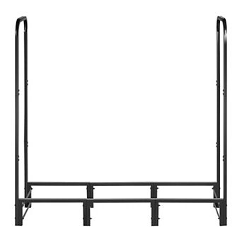 Backyard Firewood Rack with PU-Coated Cover, Elevated Log Holder for All Seasons - Black