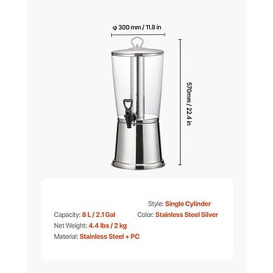 2.1-Gallon Beverage Dispenser with Ice Chamber and Spill-Free Spigot