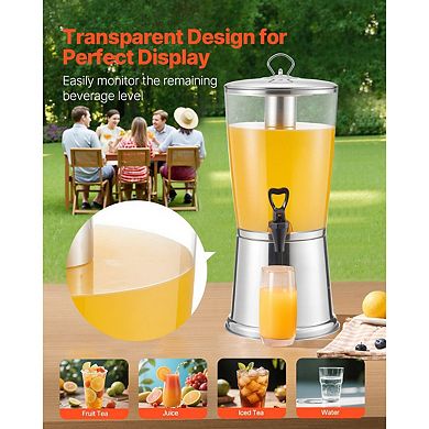2.1-Gallon Beverage Dispenser with Ice Chamber and Spill-Free Spigot