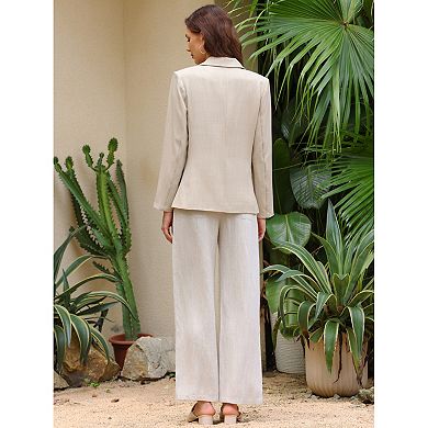 Women's Business Casual Blazer Long Sleeve Tie Waist Summer Spring Jacket with Pocket