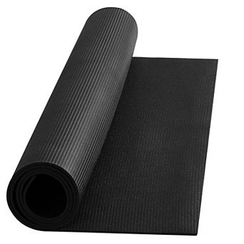 Black 7x5 ft Workout Mat with 7mm Cushioning for Home Exercise and Training