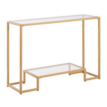 Console Table with Shelves and Gold Frame for Entryway or Living Room - Golden