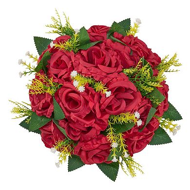10 Piece Red Silk Flower Balls Artificial Floral Arrangements for Indoor and Outdoor Use